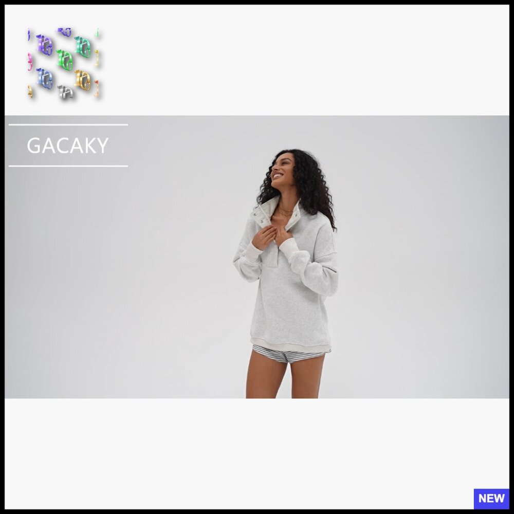 Oversized Button Front Sweatshirt Y2K Casual Pullover Long Sleeve Cotton Blend - Picture 7 of 7
